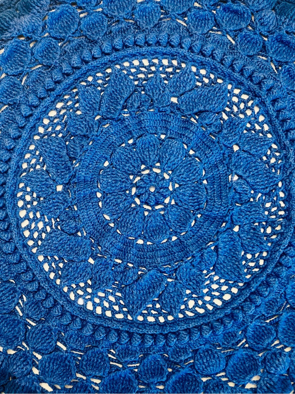 Handmade Crochet Round Rug in Blue